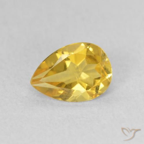 0.66ct Натуральный Золотисто-оранжевый Цитрин, Форма груши, Чистота VS