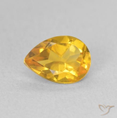 0.71ct Натуральный Средний золотой Цитрин, Форма груши, Чистота VS