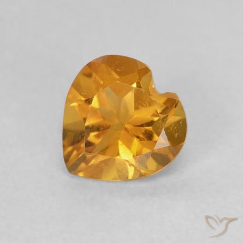 0.65ct Натуральный Темно-оранжево-золотой Цитрин, Сердце, Чистота VVS