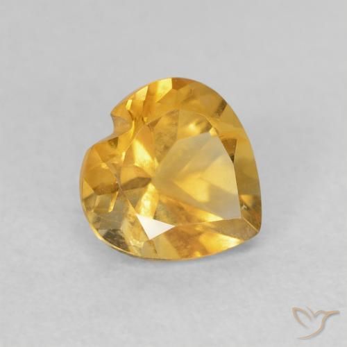 0.75 карата, натуральный Medium Light Orange-Gold Цитрин, Сердце, Чистота VVS