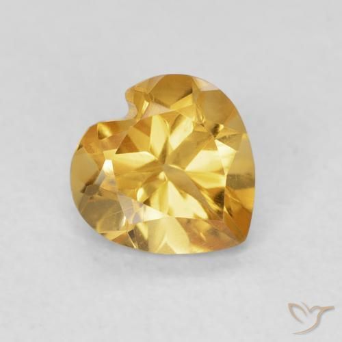 0.71ct Натуральный Темно-золотой апельсин Цитрин, Сердце, Чистота VVS