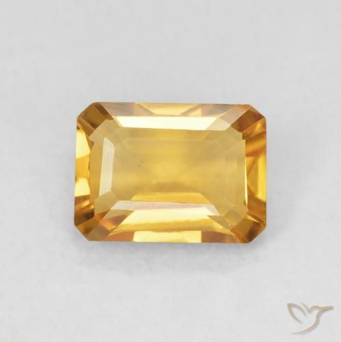 1.32ct Натуральный Medium Light-Golden Цитрин, Изумрудная огранка, Чистота VS