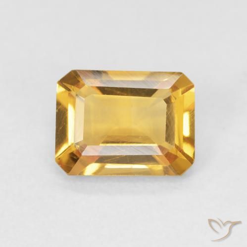 1.30ct Натуральный Оранжево-золотой Цитрин, Изумрудная огранка, Чистота VVS