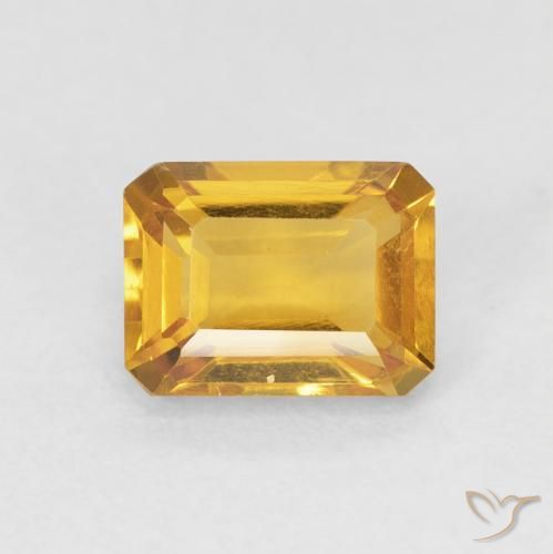 1.61ct Натуральный Оранжево-золотой Цитрин, Изумрудная огранка, Чистота VVS
