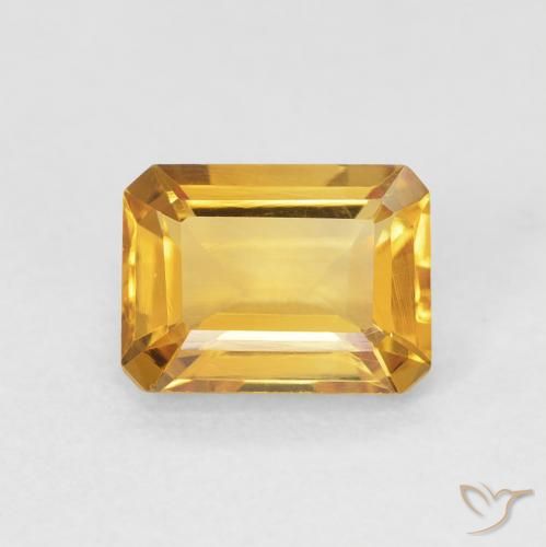 1.59ct Натуральный Medium Light Orange-Gold Цитрин, Изумрудная огранка, Чистота VVS