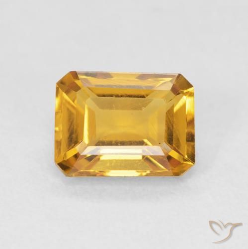 1.58ct Натуральный Medium Light Orange-Gold Цитрин, Изумрудная огранка, Чистота VVS