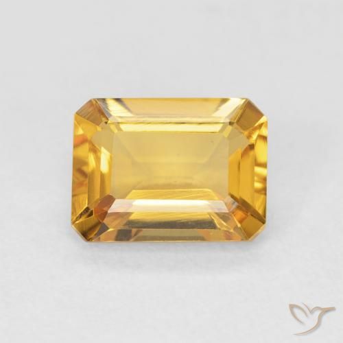 1.43ct Натуральный Оранжево-золотой Цитрин, Изумрудная огранка, Чистота VVS