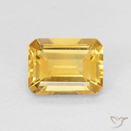 1.42ct Натуральный Золотой Цитрин, Изумрудная огранка, Чистота VVS