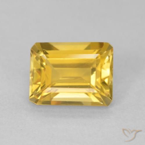 1.65ct Натуральный Золотой Цитрин, Изумрудная огранка, VVS-VS