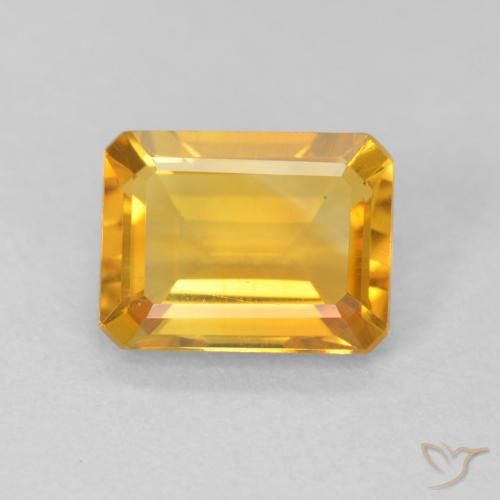 1.40ct Натуральный Золотисто-оранжевый Цитрин, Изумрудная огранка, VVS-VS