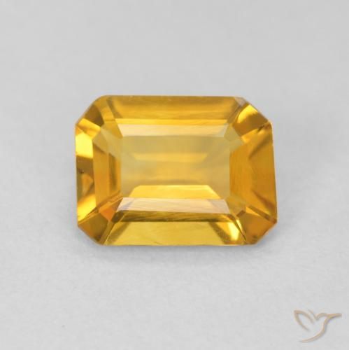 1.13ct Натуральный Medium Light Orange-Gold Цитрин, Изумрудная огранка, VVS-VS
