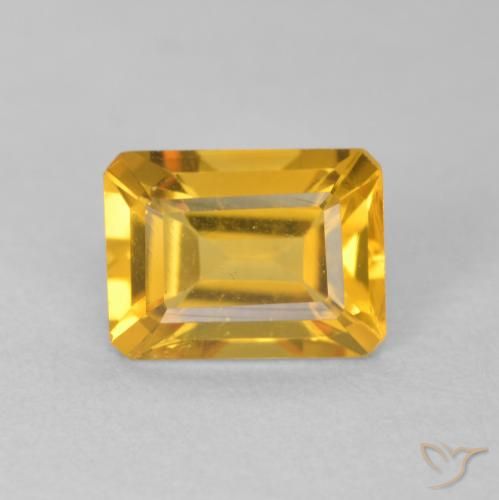 1.35ct Натуральный Оранжево-золотой Цитрин, Изумрудная огранка, VVS-VS