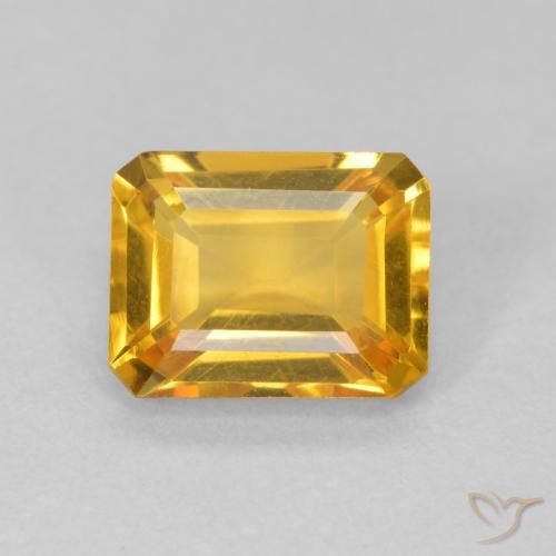 1.52ct Натуральный Оранжево-золотой Цитрин, Изумрудная огранка, VVS-VS