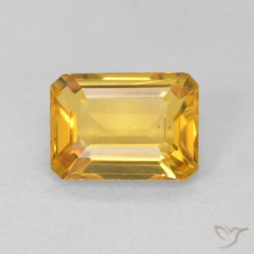 1.43ct Натуральный Оранжево-золотой Цитрин, Изумрудная огранка, VVS-VS