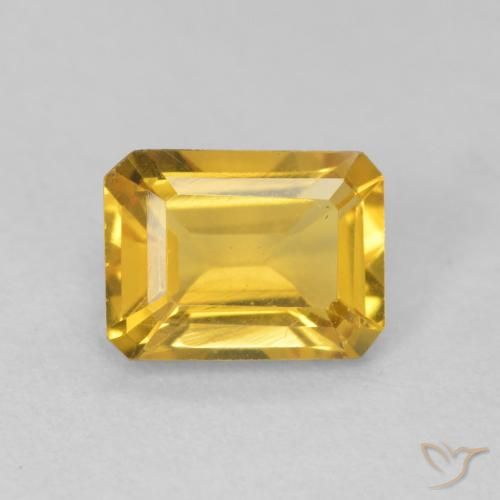 1.29ct Натуральный Золотой Цитрин, Изумрудная огранка, VVS-VS