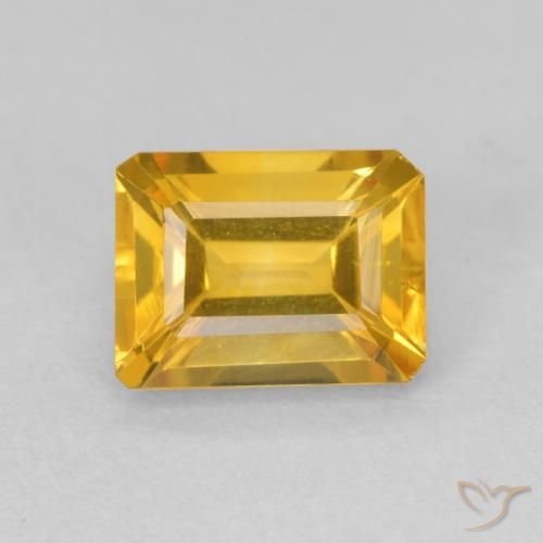 1.60ct Натуральный Темно-золотой апельсин Цитрин, Изумрудная огранка, VVS-VS