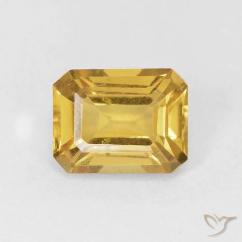 1.63ct Натуральный Золотой Цитрин, Изумрудная огранка, VVS-VS