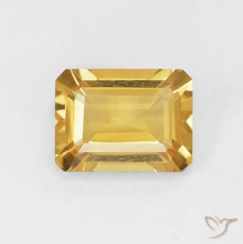 1.52ct Натуральный Золотой Цитрин, Изумрудная огранка, VVS-VS