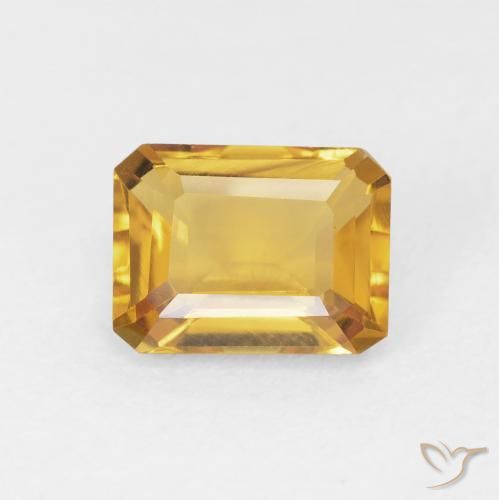 1.44ct Натуральный Medium Light Orange-Gold Цитрин, Изумрудная огранка, VVS-VS