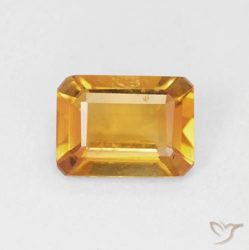 1.16ct Натуральный Оранжево-золотой Цитрин, Изумрудная огранка, Чистота VS