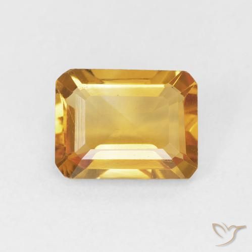 1.42ct Натуральный Средний оранжево-золотой Цитрин, Изумрудная огранка, VVS-VS