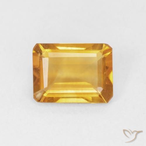 1.15ct Натуральный Золотисто-оранжевый Цитрин, Изумрудная огранка, Чистота VS