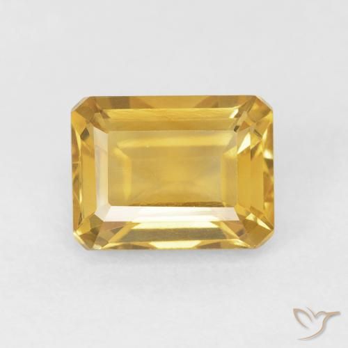 1.75ct Натуральный Золотой Цитрин, Изумрудная огранка, Чистота VVS