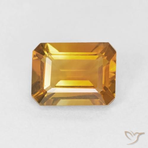 1.47ct Натуральный Оранжево-золотой Цитрин, Изумрудная огранка, Чистота VVS