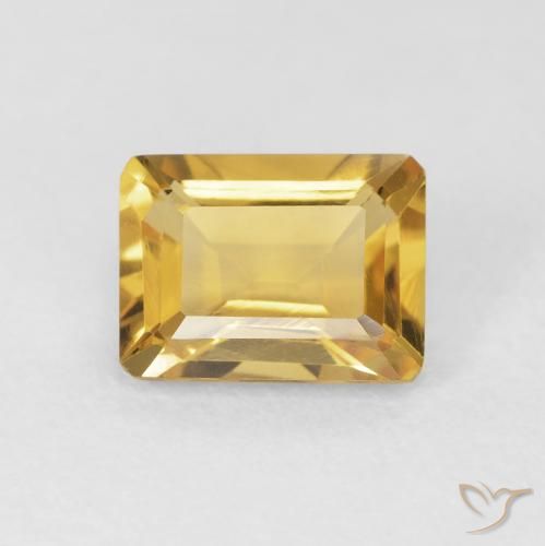 1.45ct Натуральный Золотой Цитрин, Изумрудная огранка, Чистота VVS