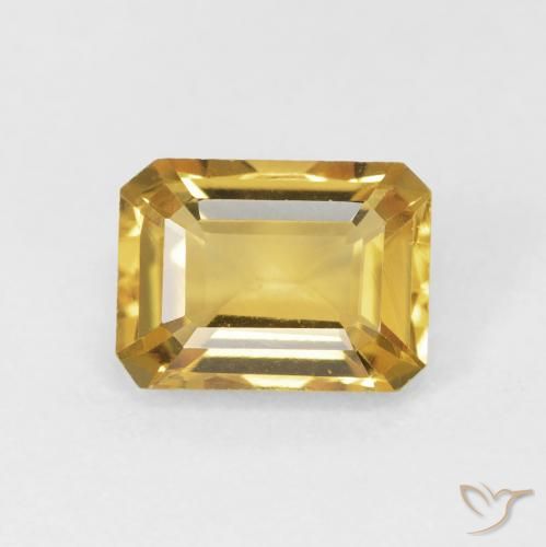 1.53ct Натуральный Золотой Цитрин, Изумрудная огранка, Чистота VVS
