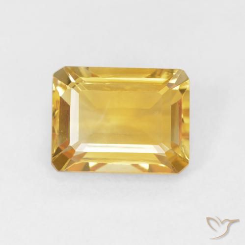 1.56ct Натуральный Золотой Цитрин, Изумрудная огранка, Чистота VVS