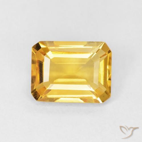 1.40ct Натуральный Золотой Цитрин, Изумрудная огранка, VVS-VS