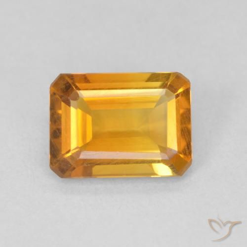 1.13ct Натуральный Средний апельсин Цитрин, Изумрудная огранка, VVS-VS