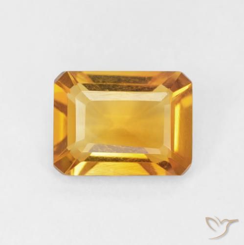 1.32ct Натуральный Средний оранжево-золотой Цитрин, Изумрудная огранка, Чистота VVS