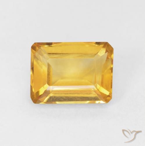 1.55ct Натуральный Золотисто-оранжевый Цитрин, Изумрудная огранка, Чистота VVS