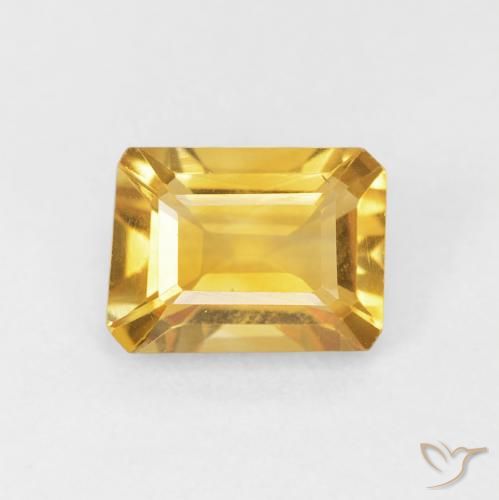 1.35ct Натуральный Золотой Цитрин, Изумрудная огранка, Чистота VVS