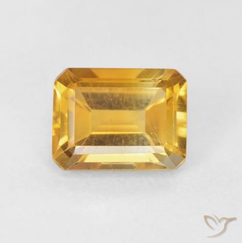 1.54ct Натуральный Оранжево-золотой Цитрин, Изумрудная огранка, Чистота VVS