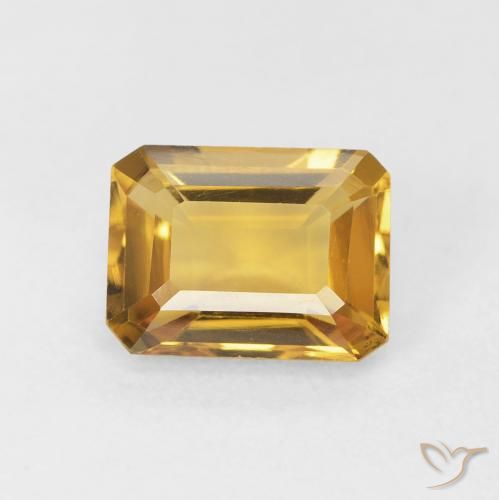 1.46ct Натуральный Золотой Цитрин, Изумрудная огранка, Чистота VVS