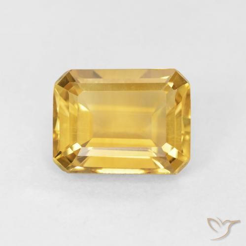 1.57ct Натуральный Золотой Цитрин, Изумрудная огранка, Чистота VVS