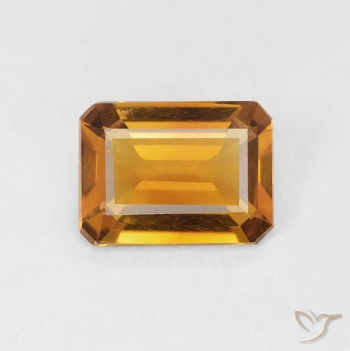 1.10ct Натуральный Medium Light-Golden Цитрин, Изумрудная огранка, Чистота VS