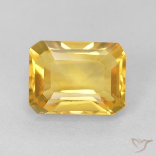 1.76ct Натуральный Золотисто-Апельсиновый Цитрин, Изумрудная огранка, Чистота VVS