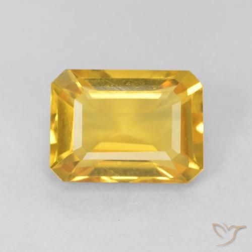 1.56ct Натуральный Яркое золото Цитрин, Изумрудная огранка, Чистота VVS