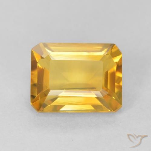 1.51ct Натуральный Яркое золото Цитрин, Изумрудная огранка, Чистота VVS
