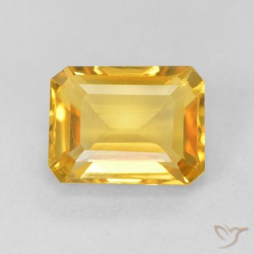 1.78ct Натуральный Среднее золото Цитрин, Изумрудная огранка, Чистота VVS