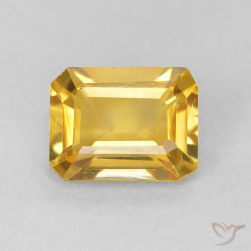 1.42ct Натуральный Среднее золото Цитрин, Изумрудная огранка, Чистота VVS