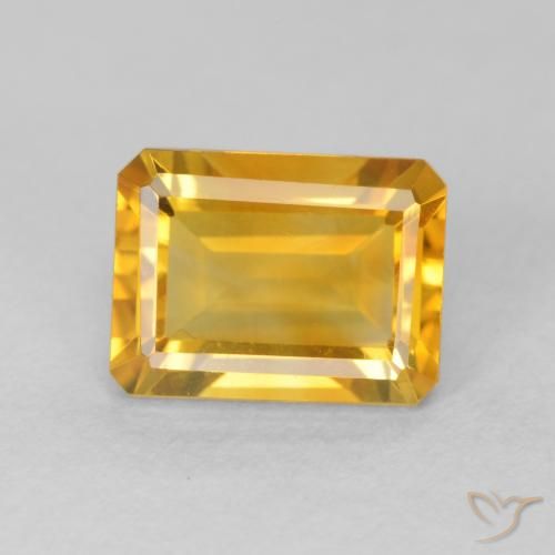 1.63ct Натуральный Оранжево-золотой Цитрин, Изумрудная огранка, Чистота VVS