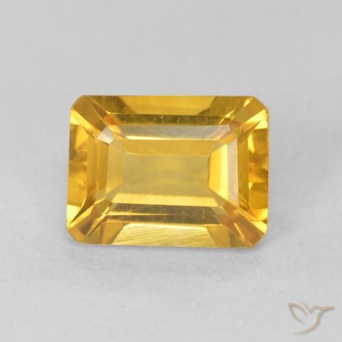 1.47ct Натуральный Яркое золото Цитрин, Изумрудная огранка, Чистота VVS
