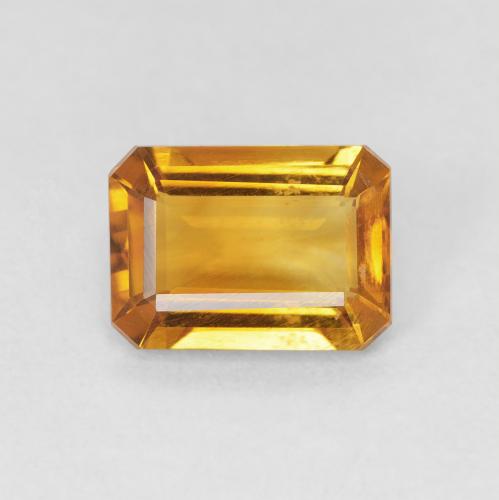 1.11ct Натуральный Глубокий оранжево-золотой Цитрин, Изумрудная огранка, VVS-VS