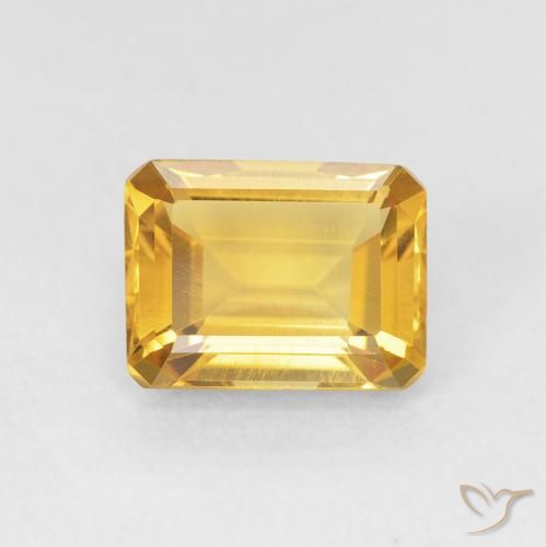 1.49ct Натуральный Золотой Цитрин, Изумрудная огранка, VVS-VS