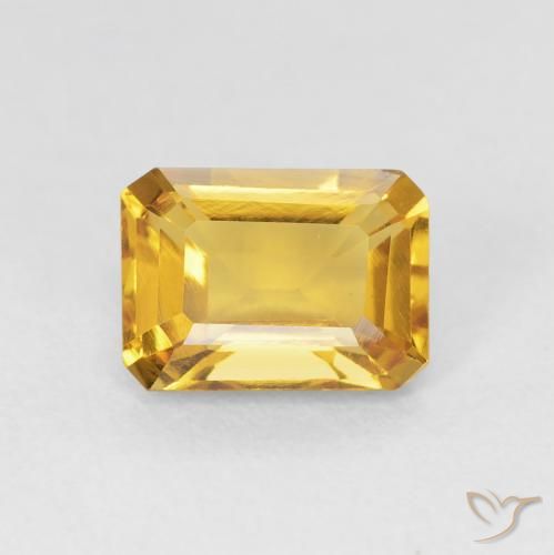 1.38ct Натуральный Золотой Цитрин, Изумрудная огранка, VVS-VS